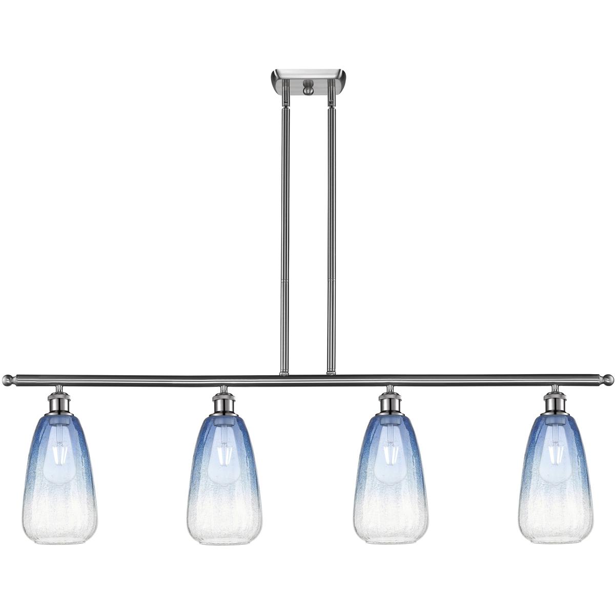 Innovations Lighting 516-4I-SN-G480-6SB Ballston Brookhaven Almond Island Light Ceiling Light in Brushed Satin Nickel, Sapphire Blue Glass
