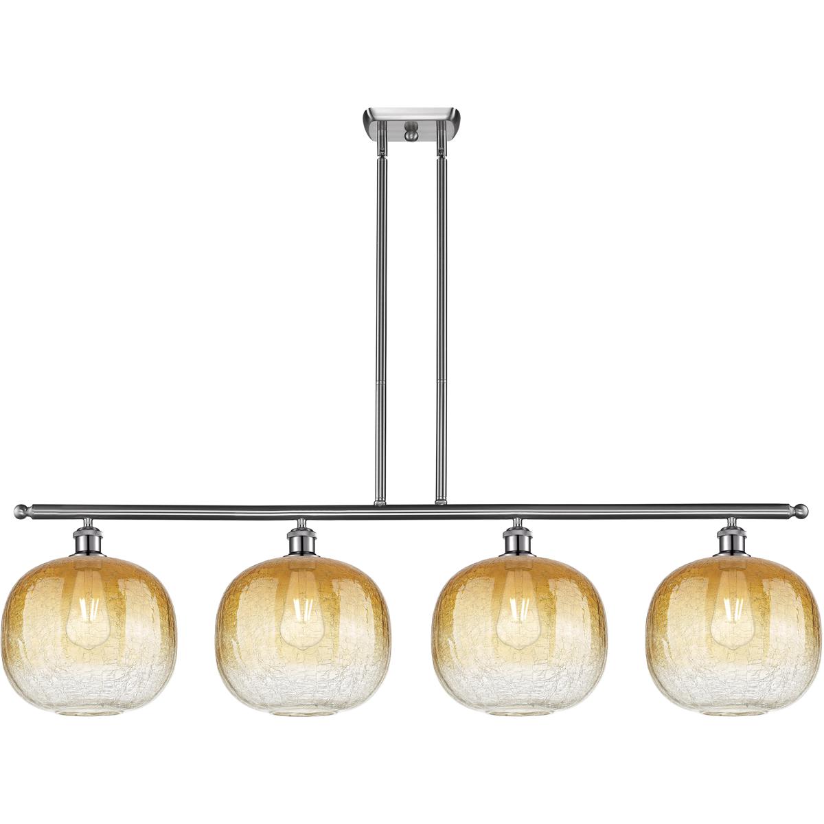 Innovations Lighting 516-4I-SN-G481-10AM Ballston Brookhaven Sphere Island Light Ceiling Light in Brushed Satin Nickel, Amber Glass