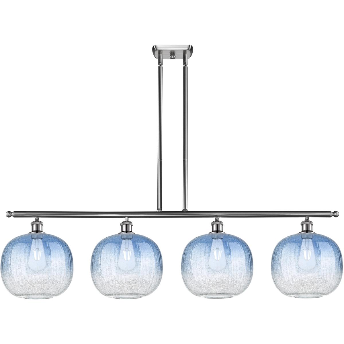 Innovations Lighting 516-4I-SN-G481-10SB Ballston Brookhaven Sphere Island Light Ceiling Light in Brushed Satin Nickel, Sapphire Blue Glass