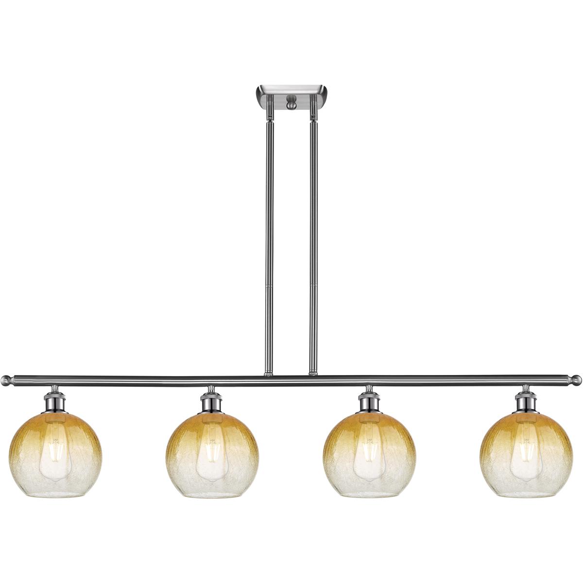 Innovations Lighting 516-4I-SN-G483-8AM Ballston Brookhaven Globe Island Light Ceiling Light in Brushed Satin Nickel, Amber Glass