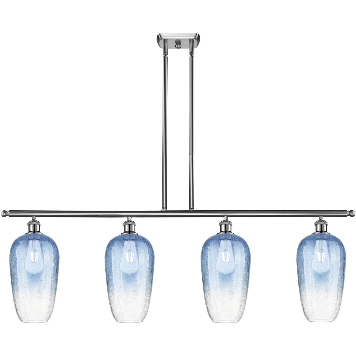 Innovations Lighting 516-4I-SN-G484-7SB Ballston Brookhaven Flute Island Light Ceiling Light in Brushed Satin Nickel, Sapphire Blue Glass