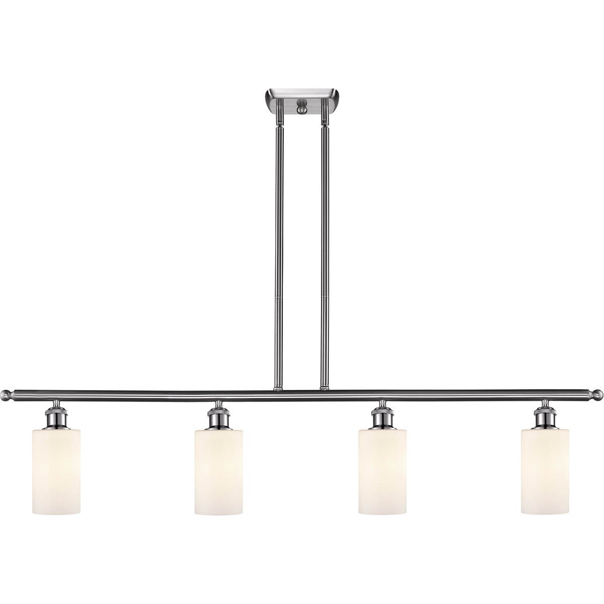 Innovations Lighting 516-4I-SN-G801 Ballston Clymer 4 Light 48 inch Brushed Satin Nickel Island Light Ceiling Light in Matte White Glass, Ballston