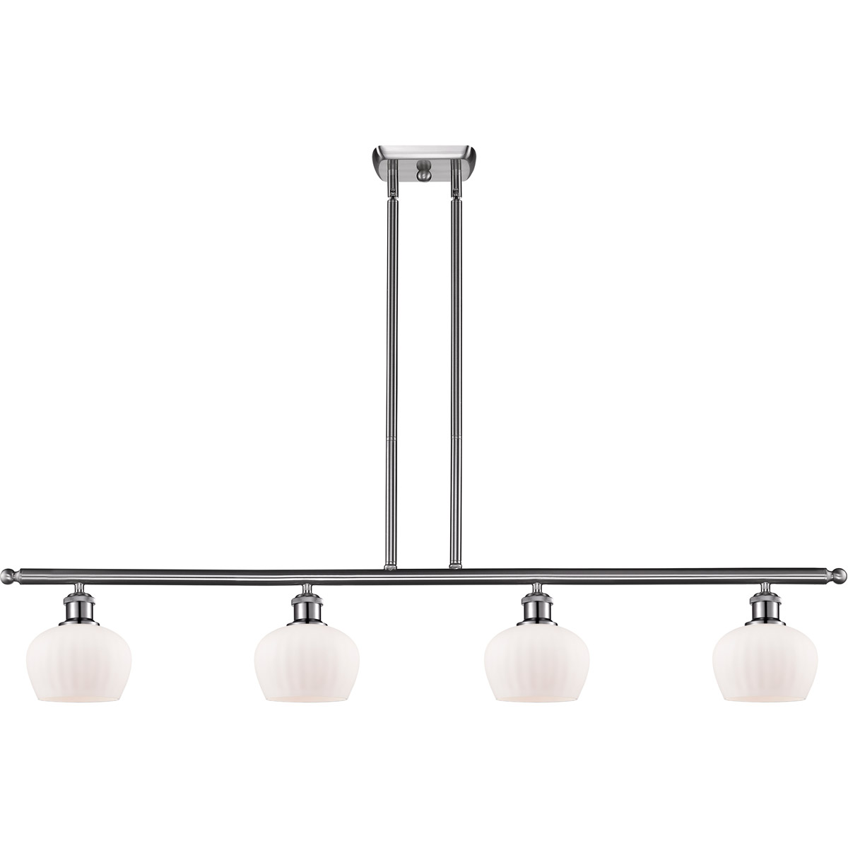 Innovations Lighting 516-4I-SN-G91 Ballston Fenton 4 Light 48 inch Brushed Satin Nickel Island Light Ceiling Light in Matte White Glass, Ballston