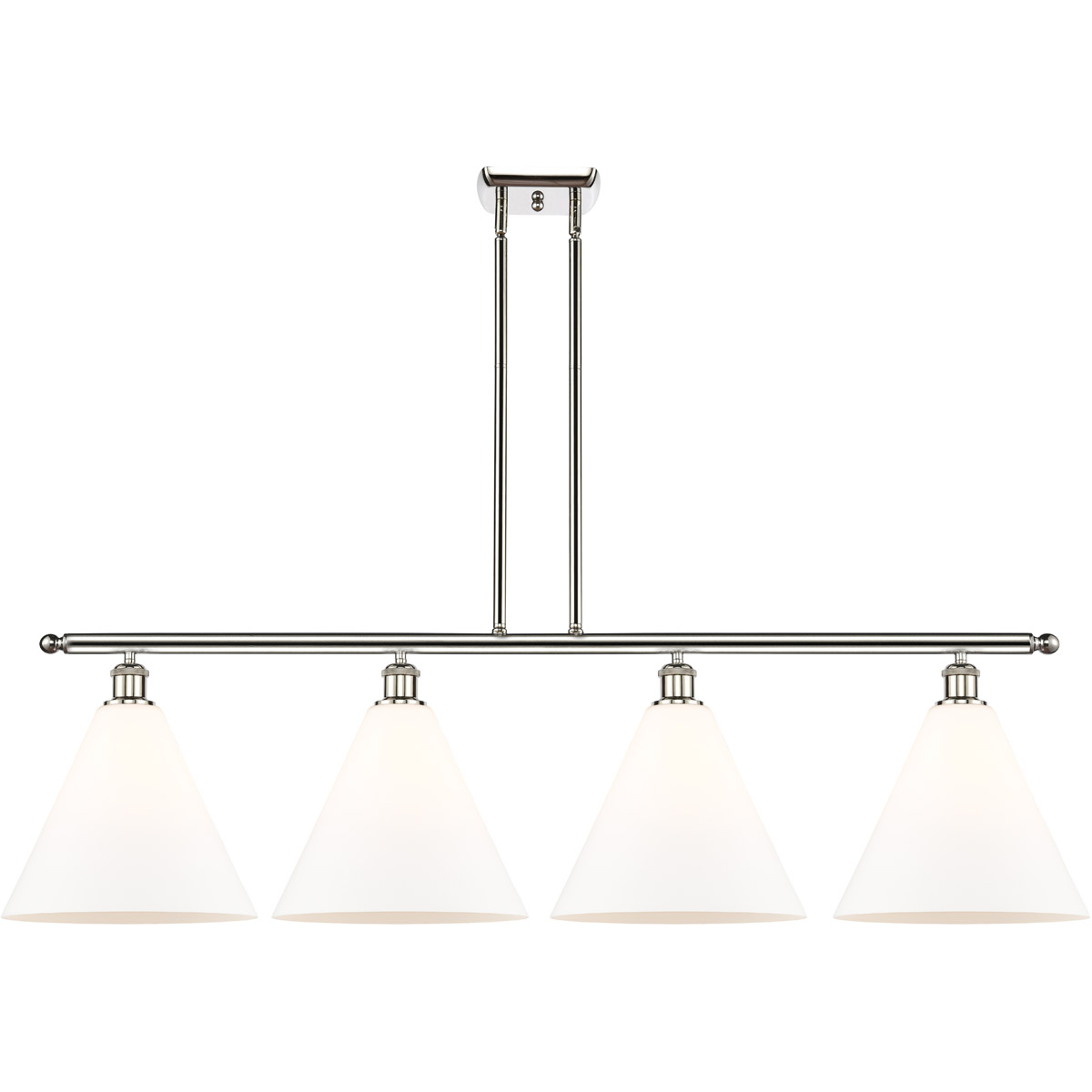 Innovations Lighting 516-4I-SN-GBC-121 Ballston Ballston Cone 4 Light 50 inch Brushed Satin Nickel Island Light Ceiling Light in Matte White Glass