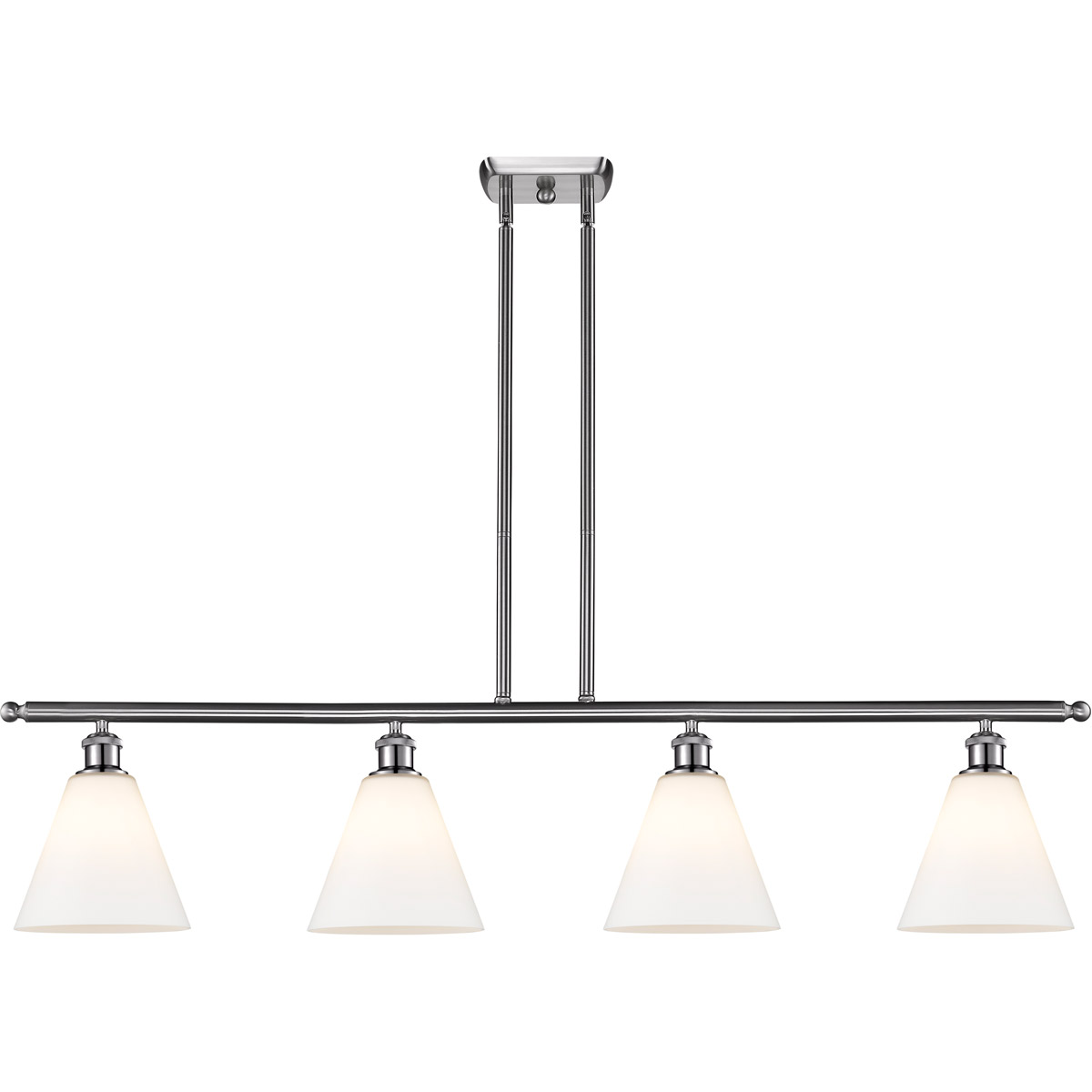 Innovations Lighting 516-4I-SN-GBC-81 Ballston Ballston Cone 4 Light 48 inch Brushed Satin Nickel Island Light Ceiling Light in Matte White Glass