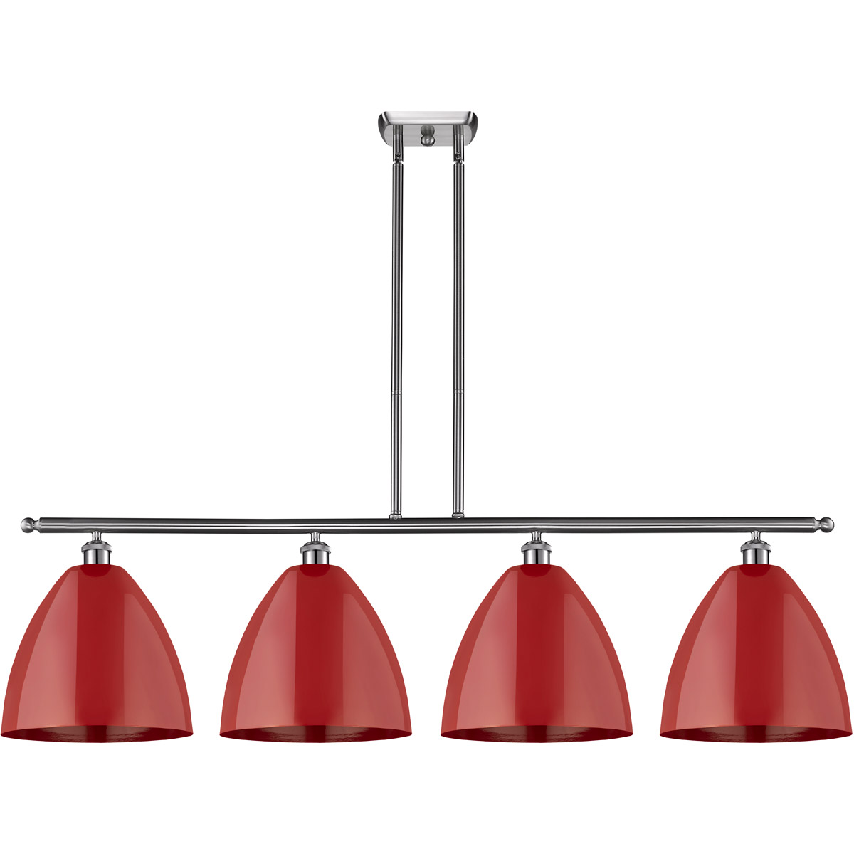 Innovations Lighting 516-4I-SN-MBD-12-RD Ballston Plymouth Dome 4 Light 50 inch Brushed Satin Nickel Island Light Ceiling Light in Matte Red