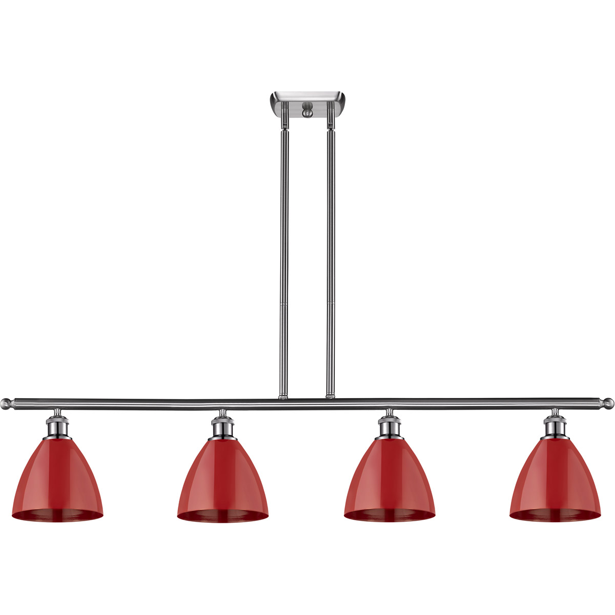 Innovations Lighting 516-4I-SN-MBD-75-RD Ballston Plymouth Dome 4 Light 48 inch Brushed Satin Nickel Island Light Ceiling Light in Matte Red