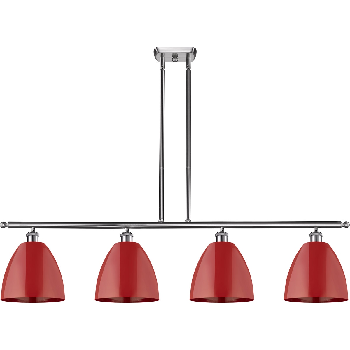 Innovations Lighting 516-4I-SN-MBD-9-RD Ballston Plymouth Dome 4 Light 48 inch Brushed Satin Nickel Island Light Ceiling Light in Matte Red