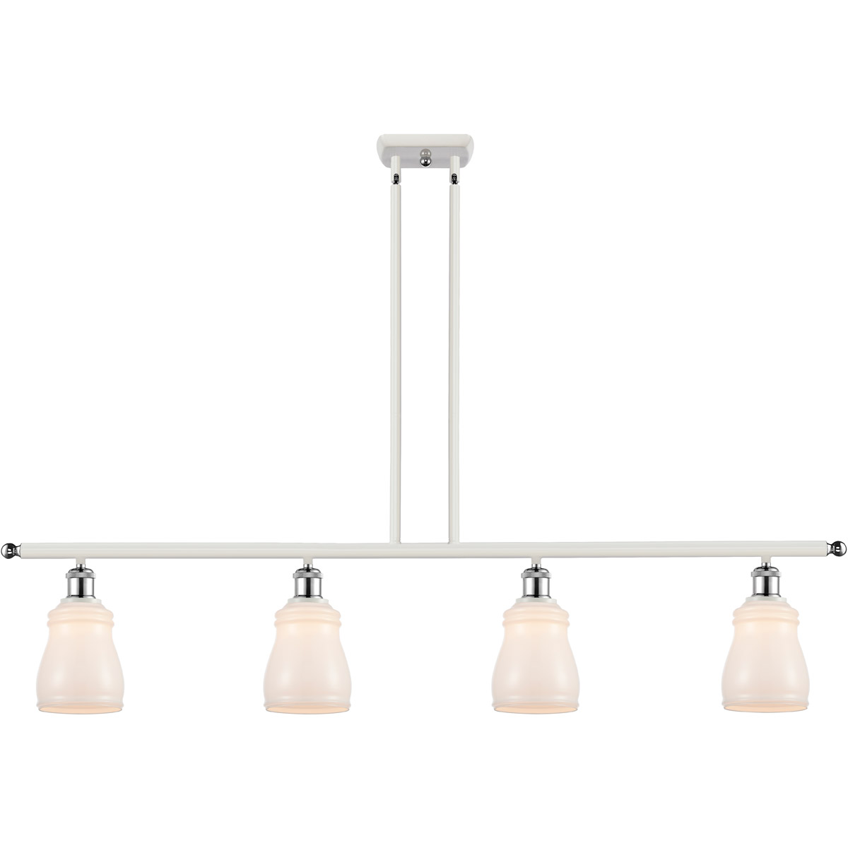 Innovations Lighting 516-4I-WPC-G391 Ballston Ellery 4 Light 48 inch White and Polished Chrome Island Light Ceiling Light in White Glass, Ballston