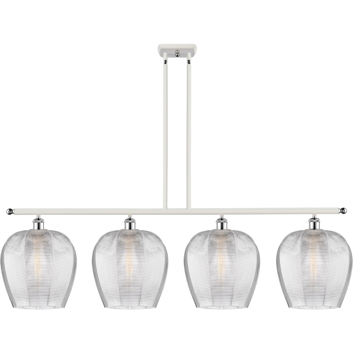 Innovations Lighting 516-4I-WPC-G462-12-LED Ballston Norfolk LED 50 inch White and Polished Chrome Island Light Ceiling Light in Clear Glass