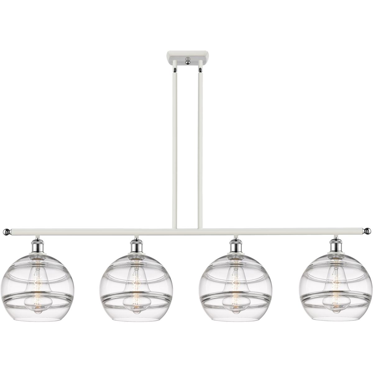 Innovations Lighting 516-4I-WPC-G556-10CL Ballston Rochester 4 Light 48.25 inch White Polished Chrome Stem Hung Island Light Ceiling Light