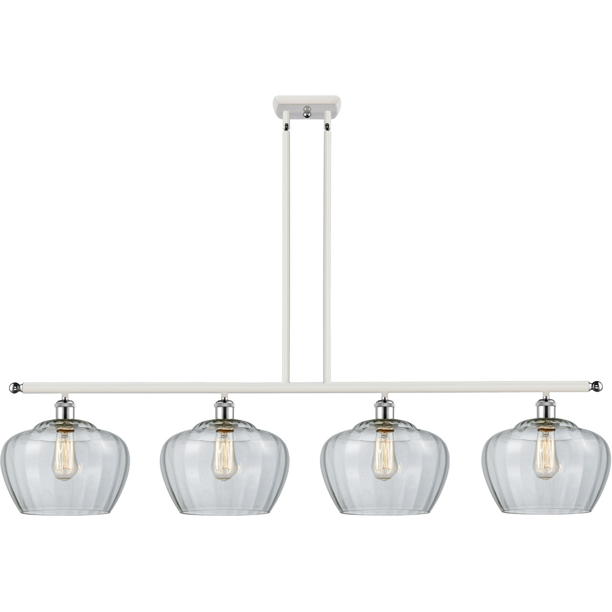 Innovations Lighting 516-4I-WPC-G92-L Ballston Large Fenton 4 Light 48 inch White and Polished Chrome Island Light Ceiling Light in Clear Glass, Balls