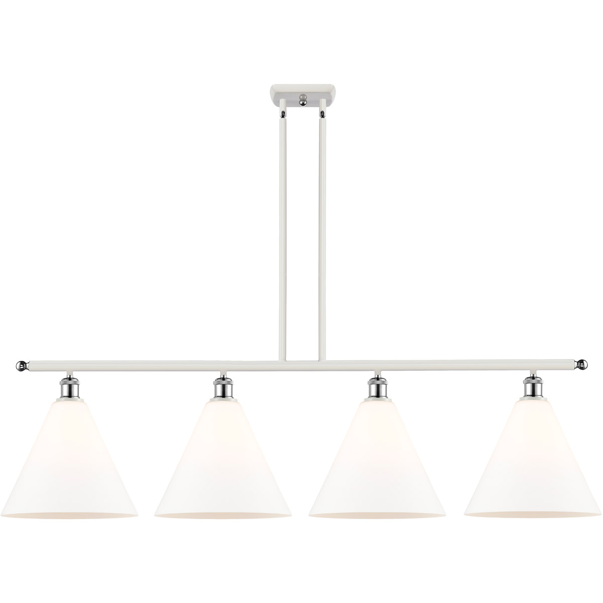 Innovations Lighting 516-4I-WPC-GBC-121 Ballston Ballston Cone 4 Light 50 inch White and Polished Chrome Island Light Ceiling Light in Matte White Gla