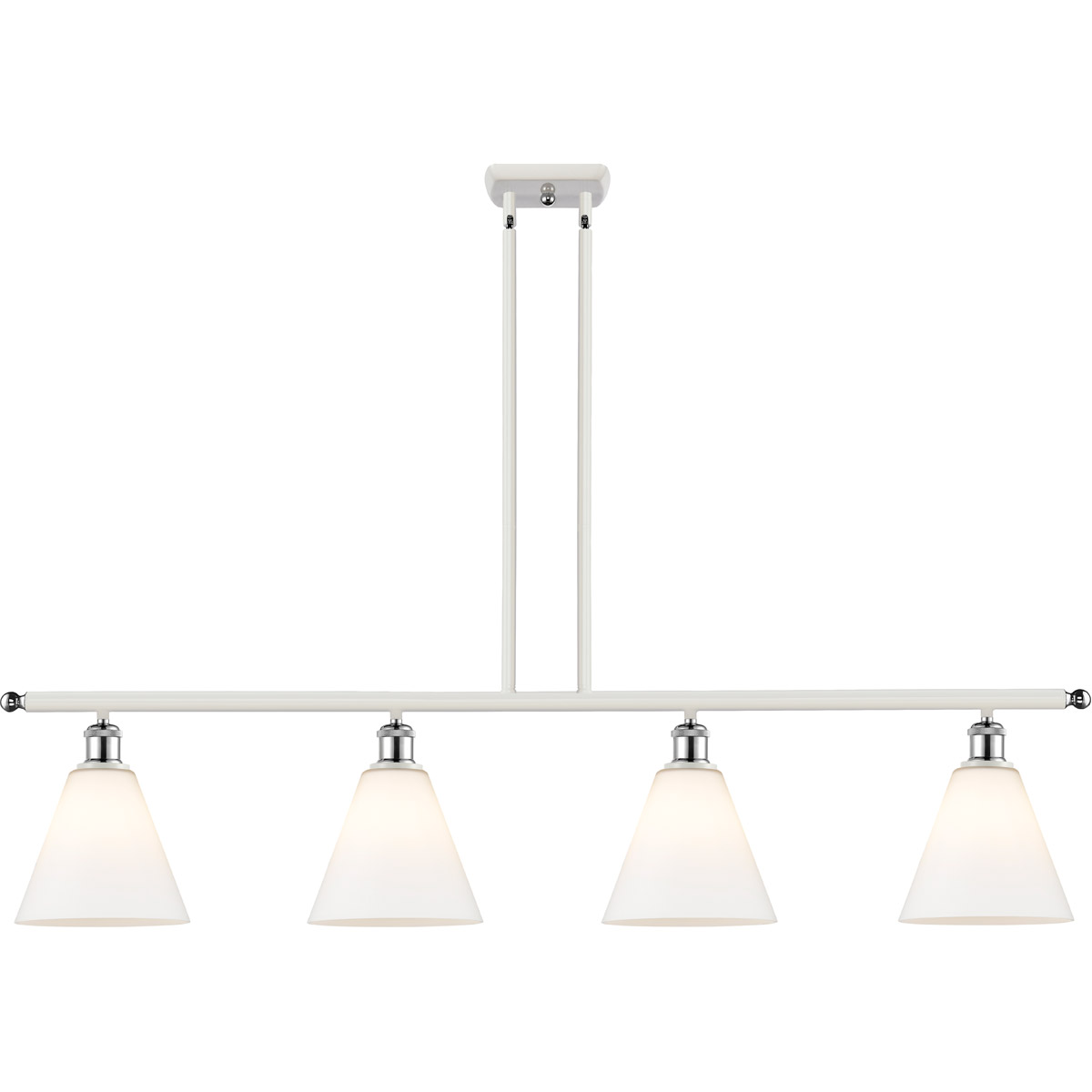 Innovations Lighting 516-4I-WPC-GBC-81 Ballston Ballston Cone 4 Light 48 inch White and Polished Chrome Island Light Ceiling Light in Matte White Glas