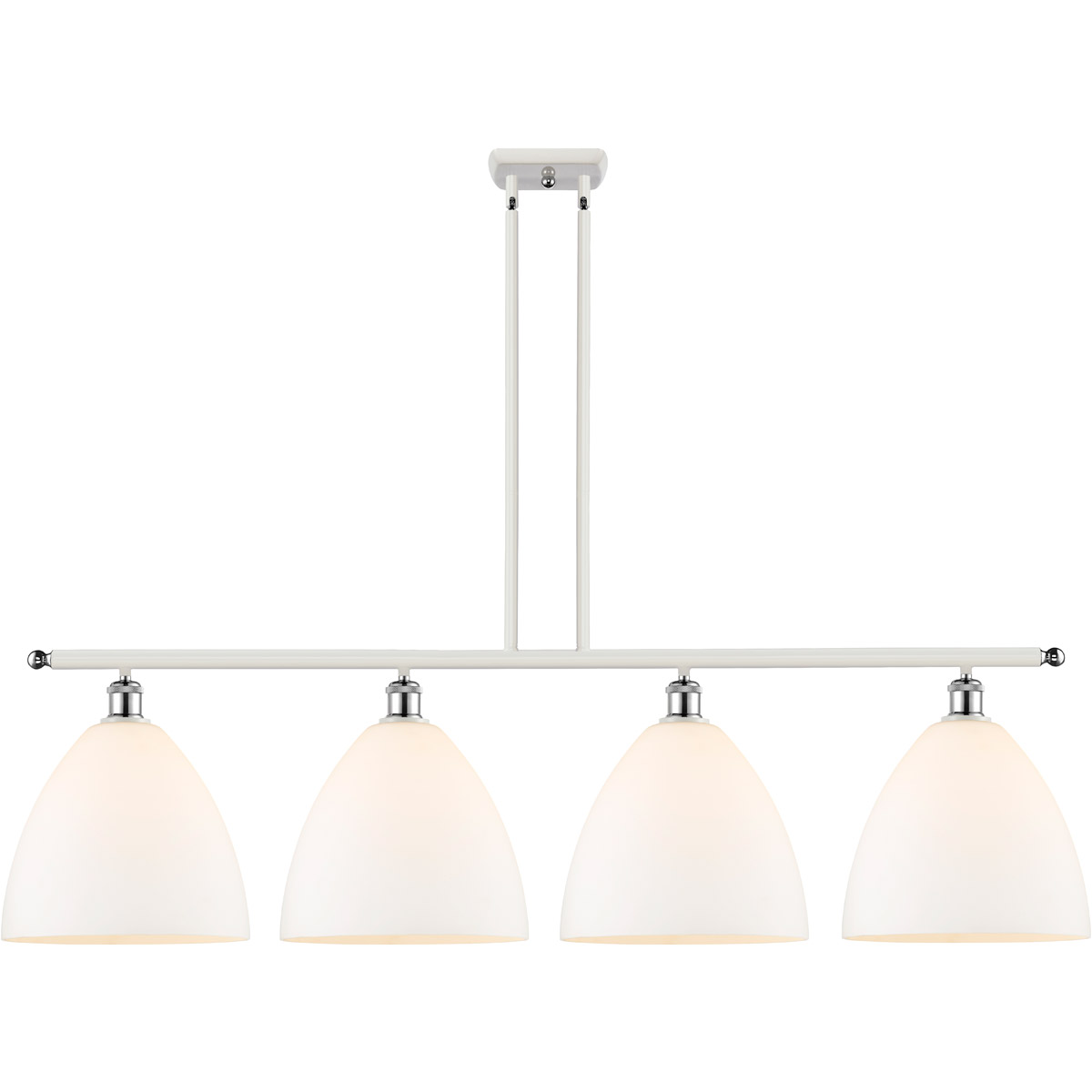 Innovations Lighting 516-4I-WPC-GBD-121 Ballston Ballston Dome 4 Light 50 inch White and Polished Chrome Island Light Ceiling Light in Matte White Gla