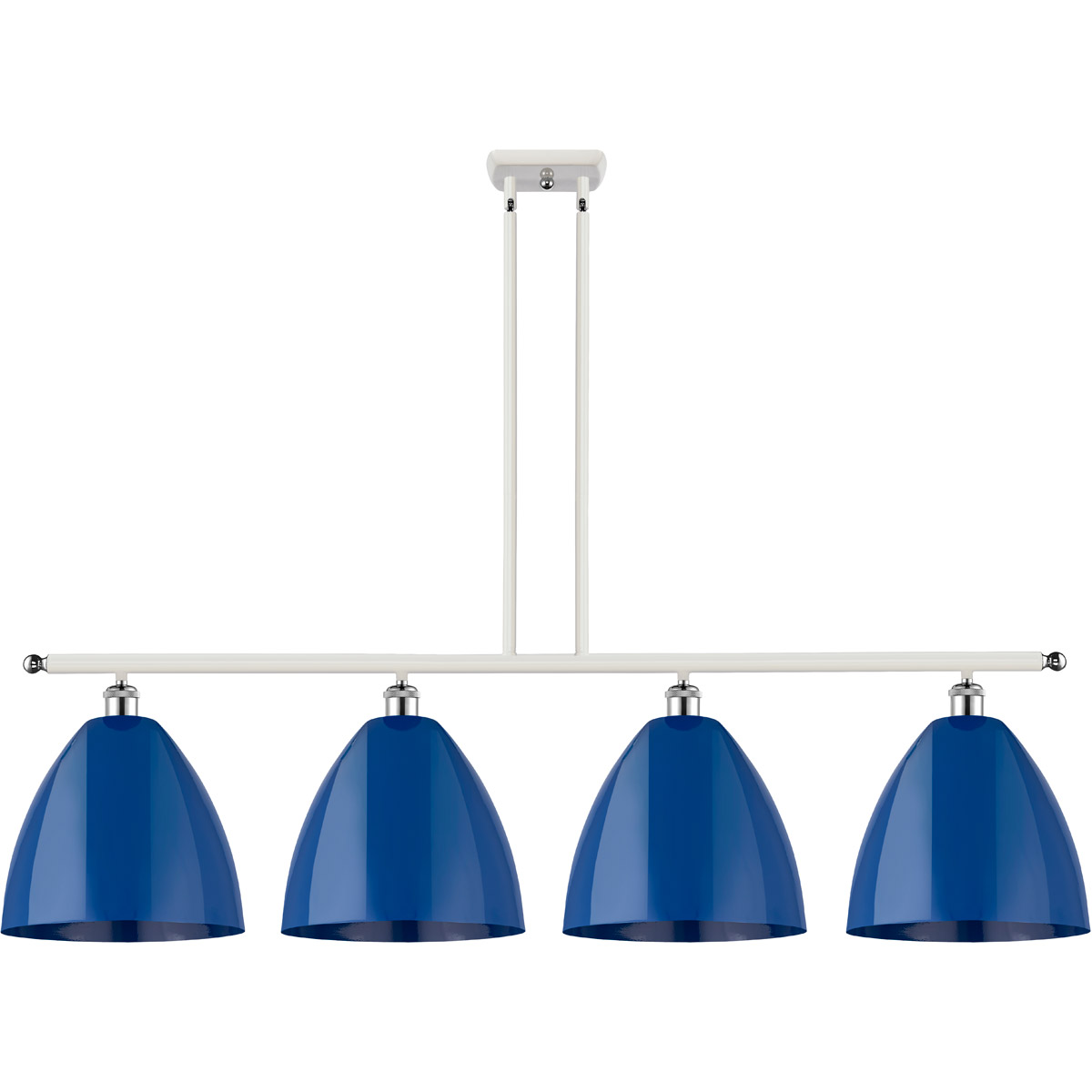 Innovations Lighting 516-4I-WPC-MBD-12-BL Ballston Plymouth Dome 4 Light 50 inch White and Polished Chrome Island Light Ceiling Light in Matte Blue