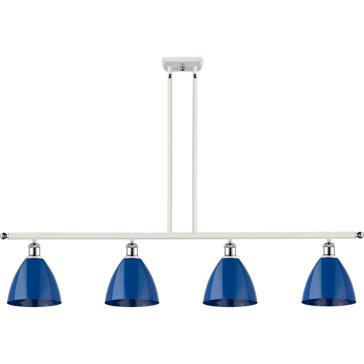 Innovations Lighting 516-4I-WPC-MBD-75-BL Ballston Plymouth Dome 4 Light 48 inch White and Polished Chrome Island Light Ceiling Light in Matte Blue