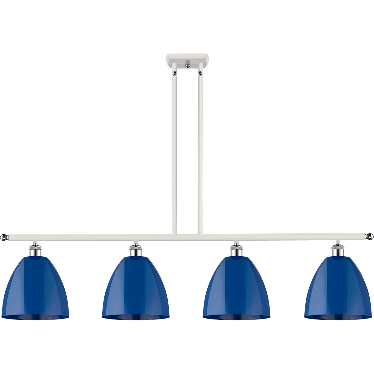 Innovations Lighting 516-4I-WPC-MBD-9-BL Ballston Plymouth Dome 4 Light 48 inch White and Polished Chrome Island Light Ceiling Light in Matte Blue