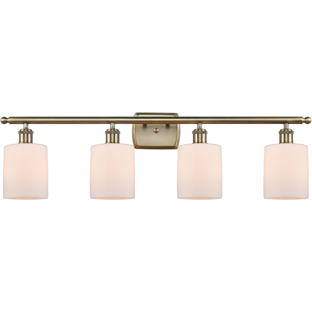 Innovations Lighting 516-4W-AB-G111 Ballston Cobbleskill 4 Light 36 inch Antique Brass Bath Vanity Light Wall Light in Incandescent, Matte White Glass