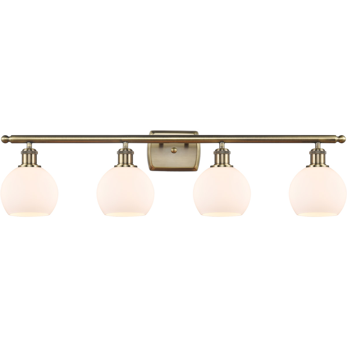 Innovations Lighting 516-4W-AB-G121-6 Ballston Athens 4 Light 36 inch Antique Brass Bath Vanity Light Wall Light in Matte White Glass
