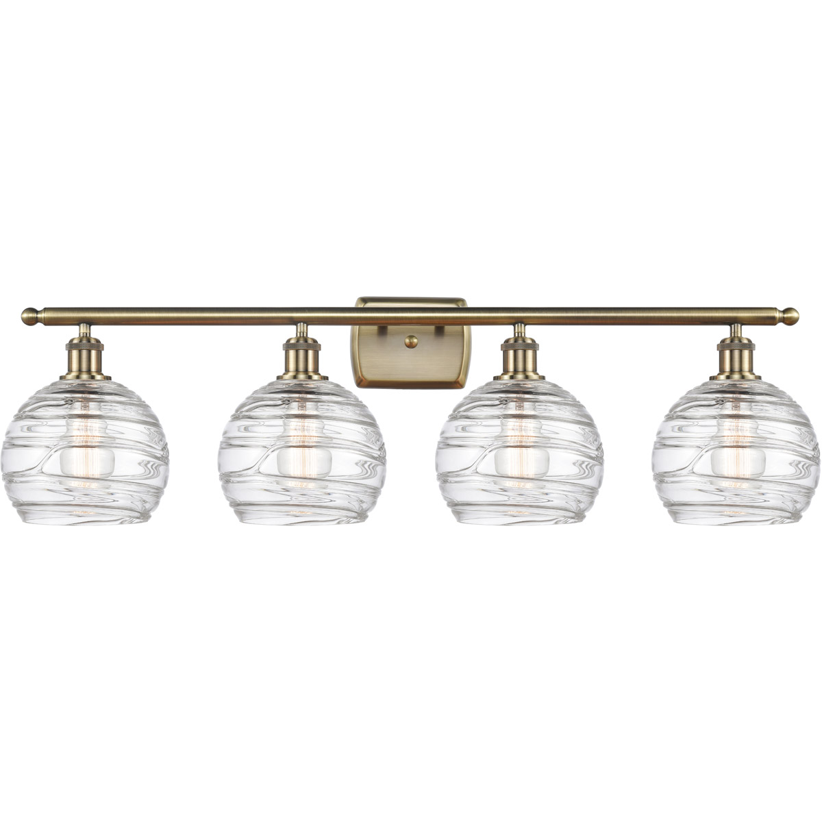Innovations Lighting 516-4W-AB-G1213-8 Ballston Deco Swirl 4 Light 36 inch Antique Brass Bath Vanity Light Wall Light in Incandescent, Clear Glass, Ba