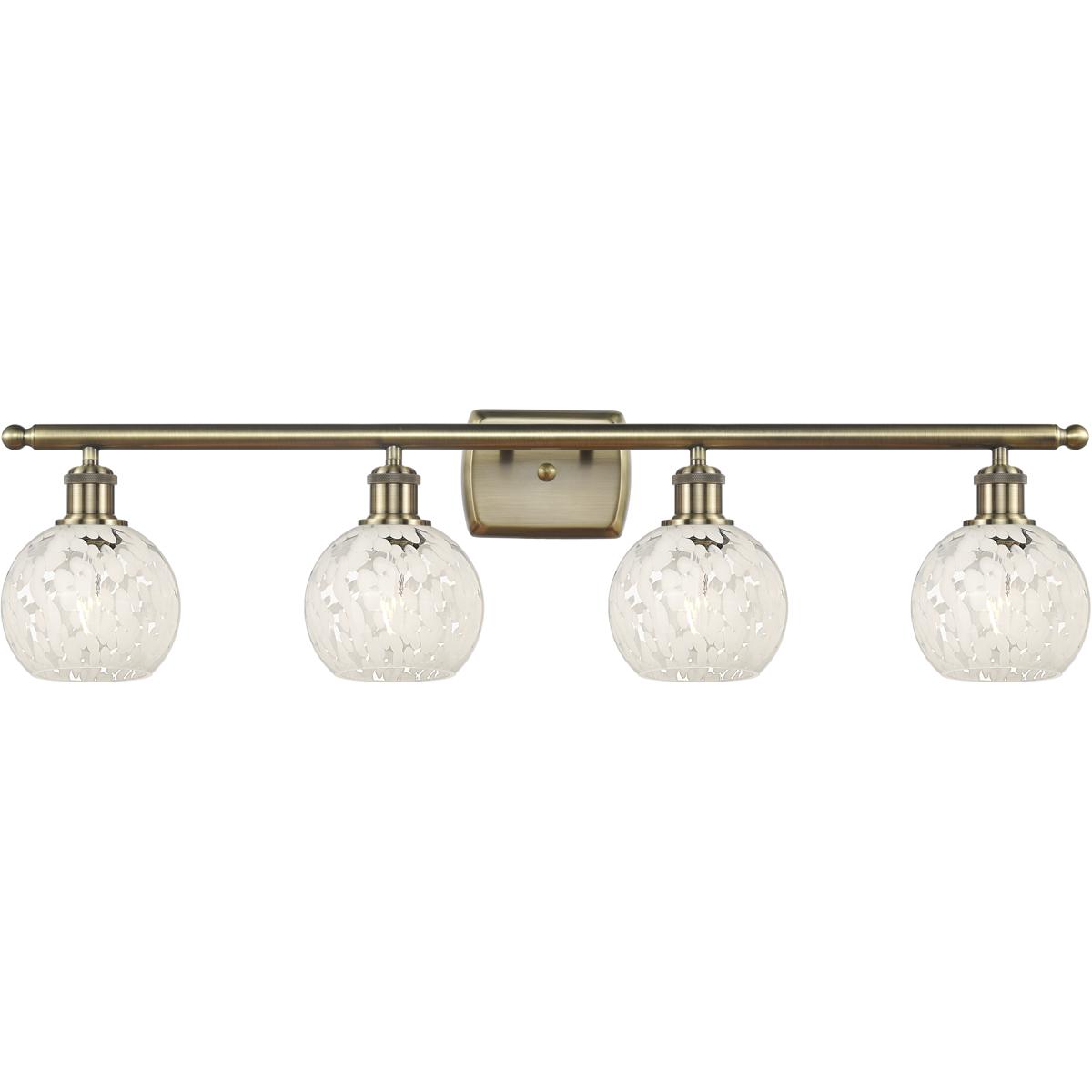 Innovations Lighting White Mouchette 36 Inch 4 Light Bath Vanity Light White Mouchette - 516-4W-AB-G1216-6WM - Modern Contemporary