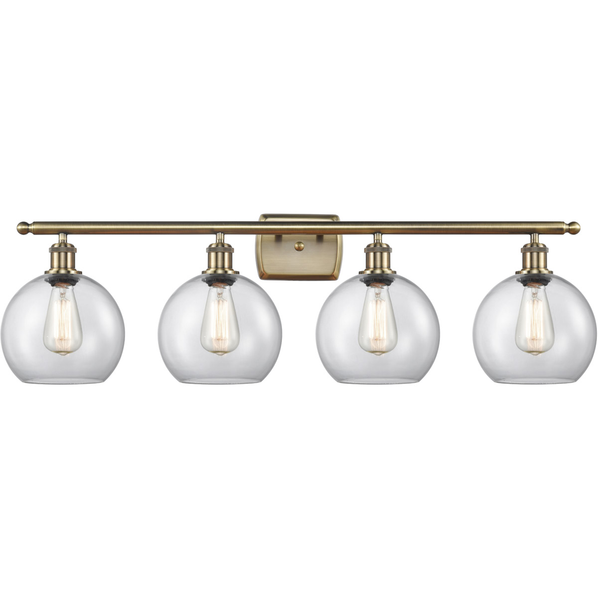 Innovations Lighting 516-4W-AB-G122-LED Ballston Athens LED 36 inch Antique Brass Bath Vanity Light Wall Light in Clear Glass, Ballston