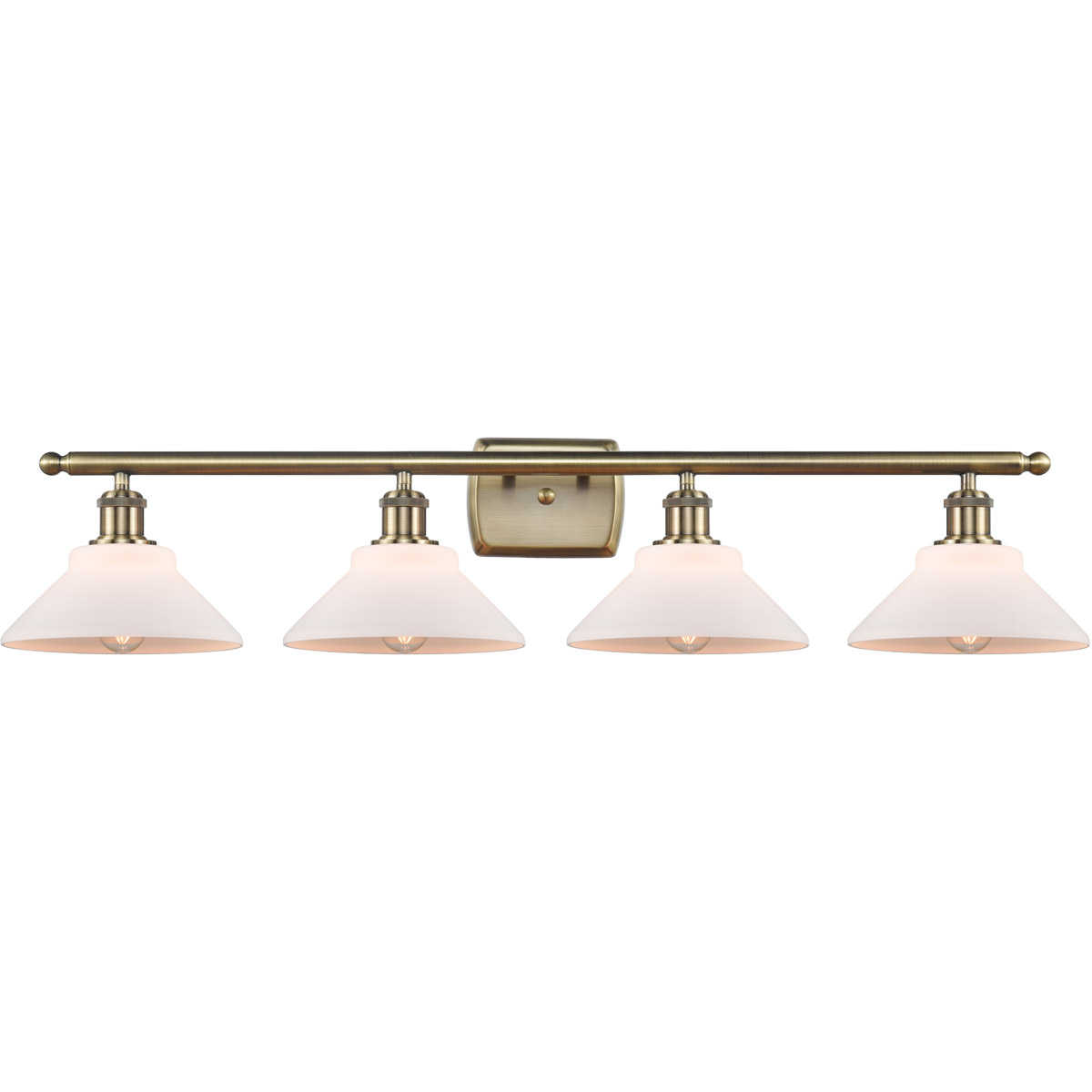 Innovations Lighting 516-4W-AB-G131 Ballston Orwell 4 Light 36 inch Antique Brass Bath Vanity Light Wall Light in Incandescent, Matte White Glass, Bal