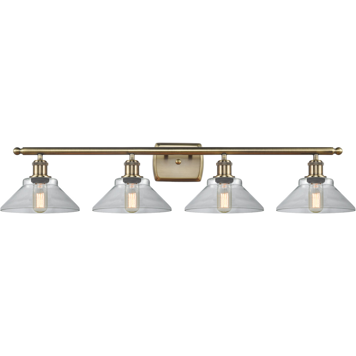Innovations Lighting 516-4W-AB-G132-LED Ballston Orwell LED 36 inch Antique Brass Bath Vanity Light Wall Light in Clear Glass, Ballston