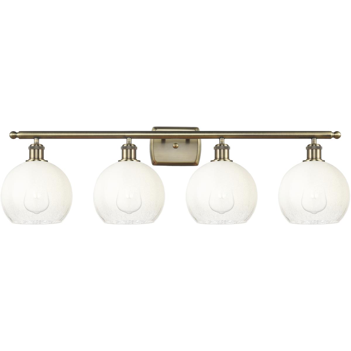 Innovations Lighting 516-4W-AB-G483-8OP Ballston Brookhaven Globe 4 Light 38 inch Antique Brass Bath Vanity Light Wall Light in Opal Glass