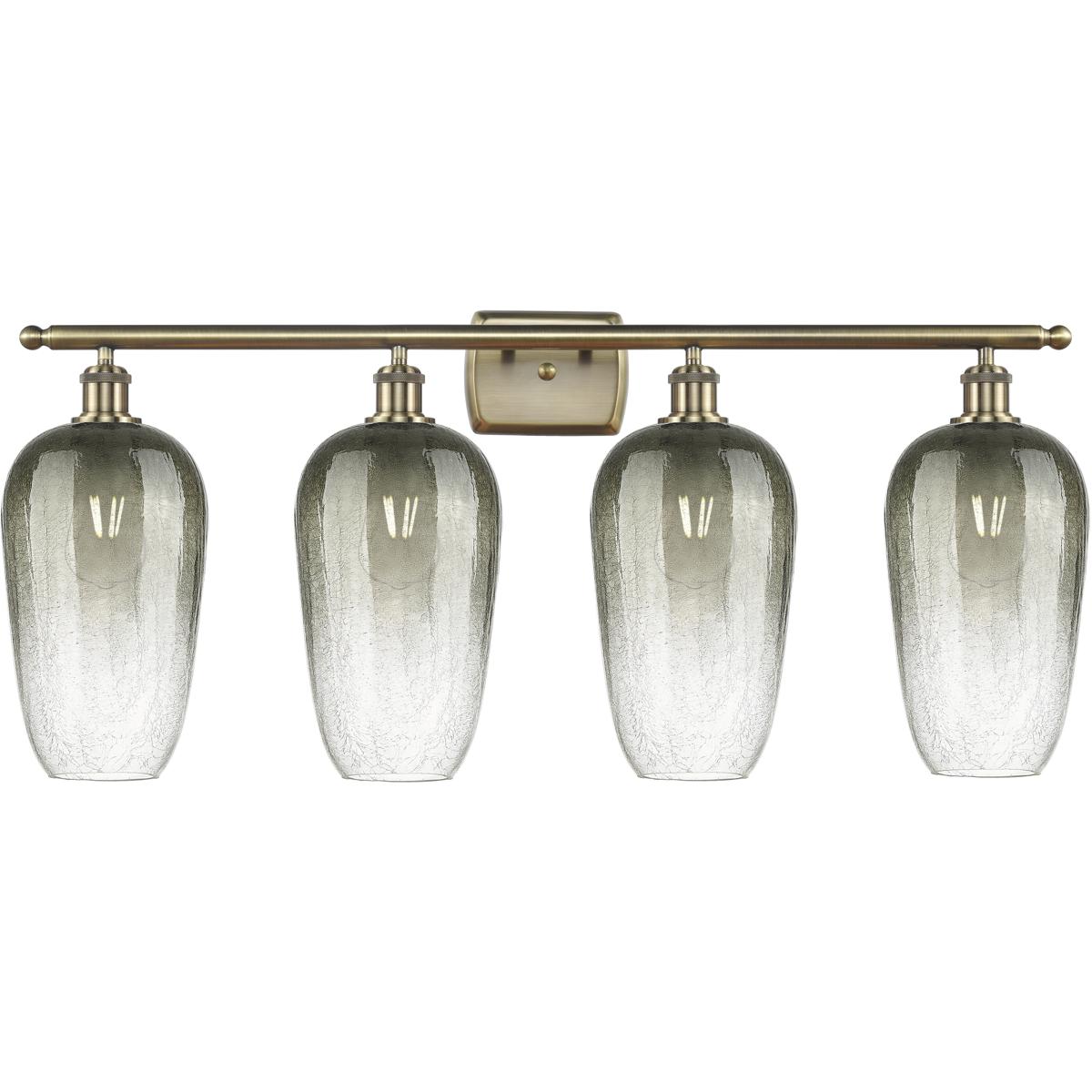 Innovations Lighting 516-4W-AB-G484-7SL Ballston Brookhaven Flute 4 Light 37 inch Antique Brass Bath Vanity Light Wall Light in Slate Glass