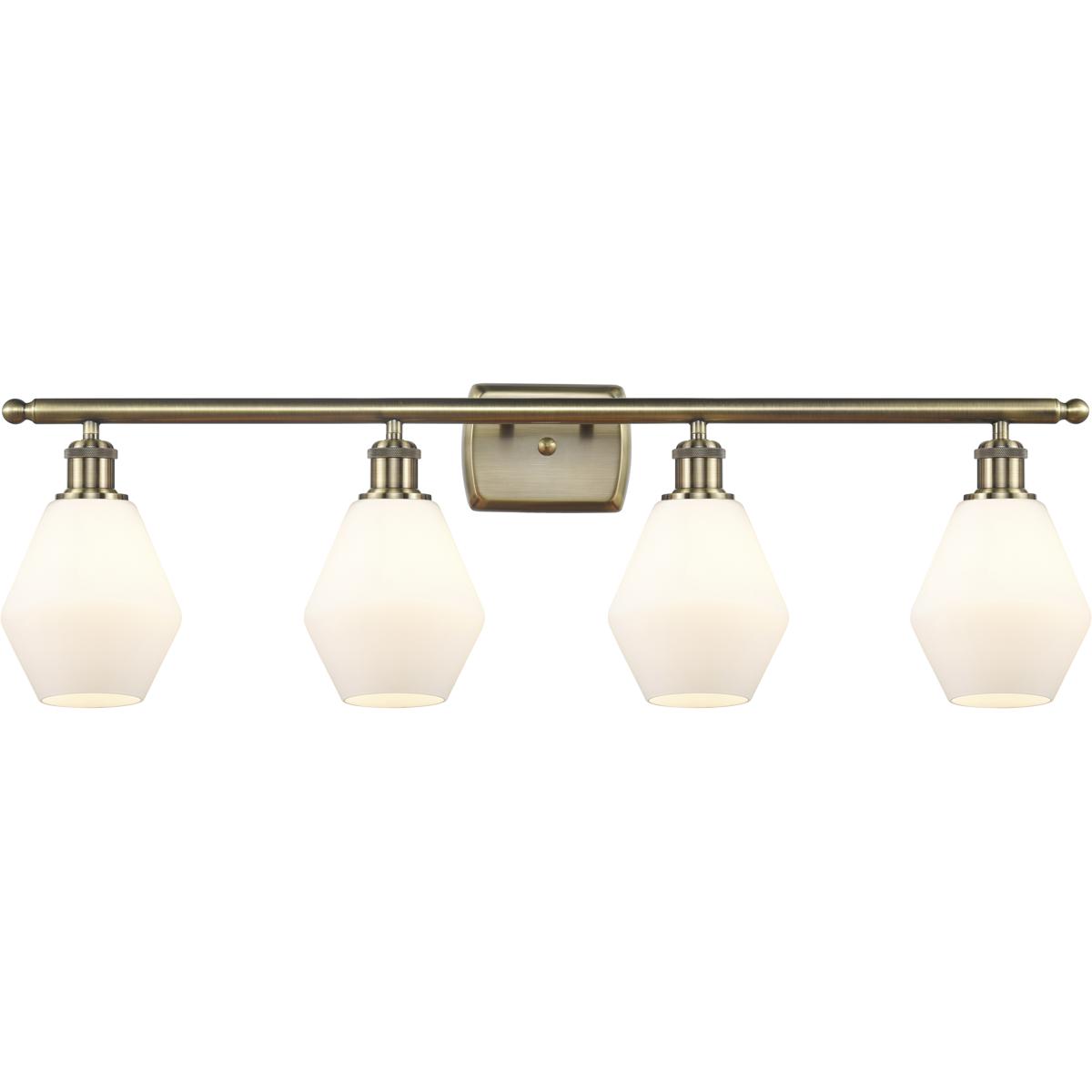 Innovations Lighting 516-4W-AB-G651-6 Ballston Cindyrella 4 Light 36 inch Antique Brass Bath Vanity Light Wall Light in Incandescent, Matte White Glas