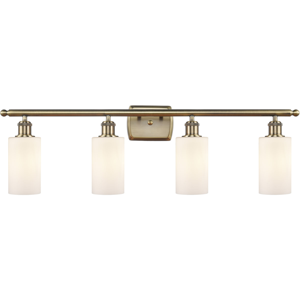 Innovations Lighting 516-4W-AB-G801 Ballston Clymer 4 Light 36 inch Antique Brass Bath Vanity Light Wall Light in Incandescent, Matte White Glass, Bal