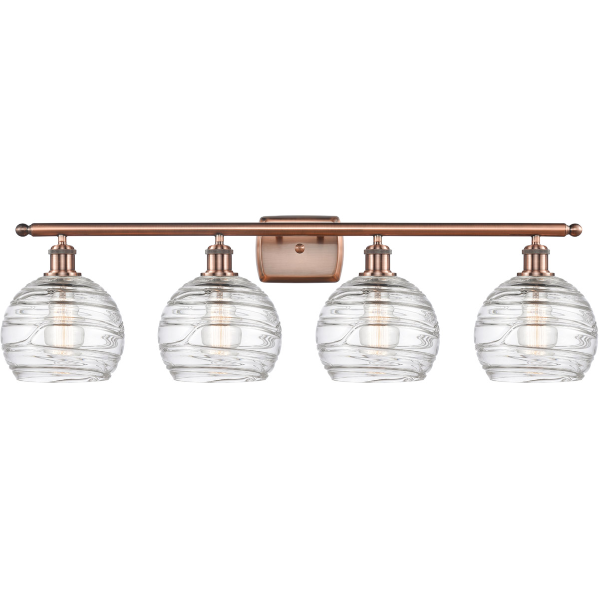 Innovations Lighting 516-4W-AC-G1213-8 Ballston Deco Swirl 4 Light 36 inch Antique Copper Bath Vanity Light Wall Light, Ballston