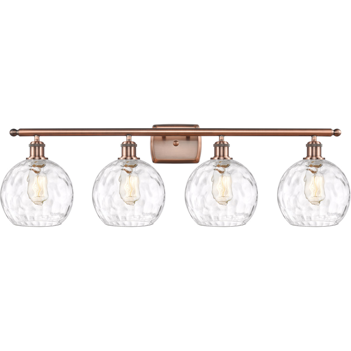 Innovations Lighting 516-4W-AC-G1215-8 Ballston Athens Water Glass 4 Light 36 inch Antique Copper Bath Vanity Light Wall Light