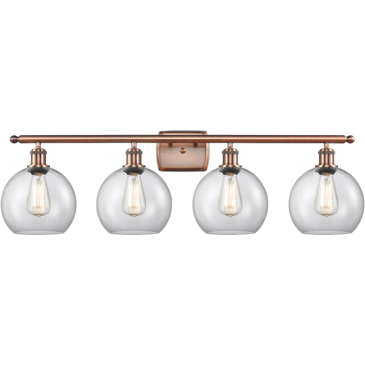 Innovations Lighting 516-4W-AC-G122-8-LED Ballston Athens LED 36 inch Antique Copper Bath Vanity Light Wall Light in Clear Glass