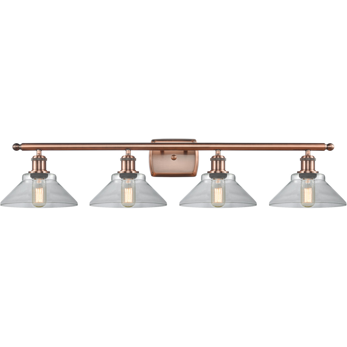 Innovations Lighting 516-4W-AC-G132-LED Ballston Orwell LED 36 inch Antique Copper Bath Vanity Light Wall Light in Clear Glass, Ballston