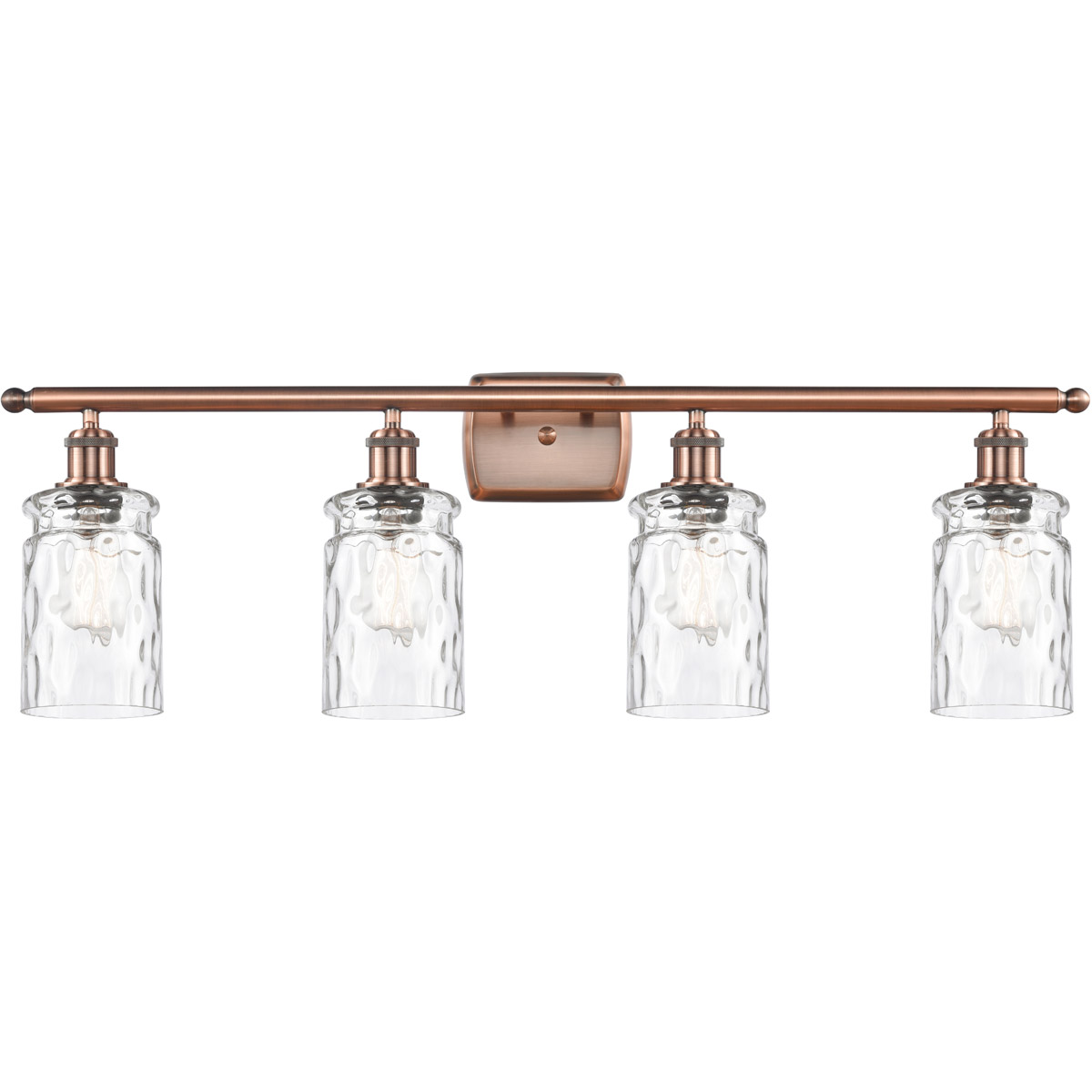 Innovations Lighting 516-4W-AC-G352 Ballston Candor 4 Light 36 inch Antique Copper Bath Vanity Light Wall Light in Clear Waterglass, Ballston