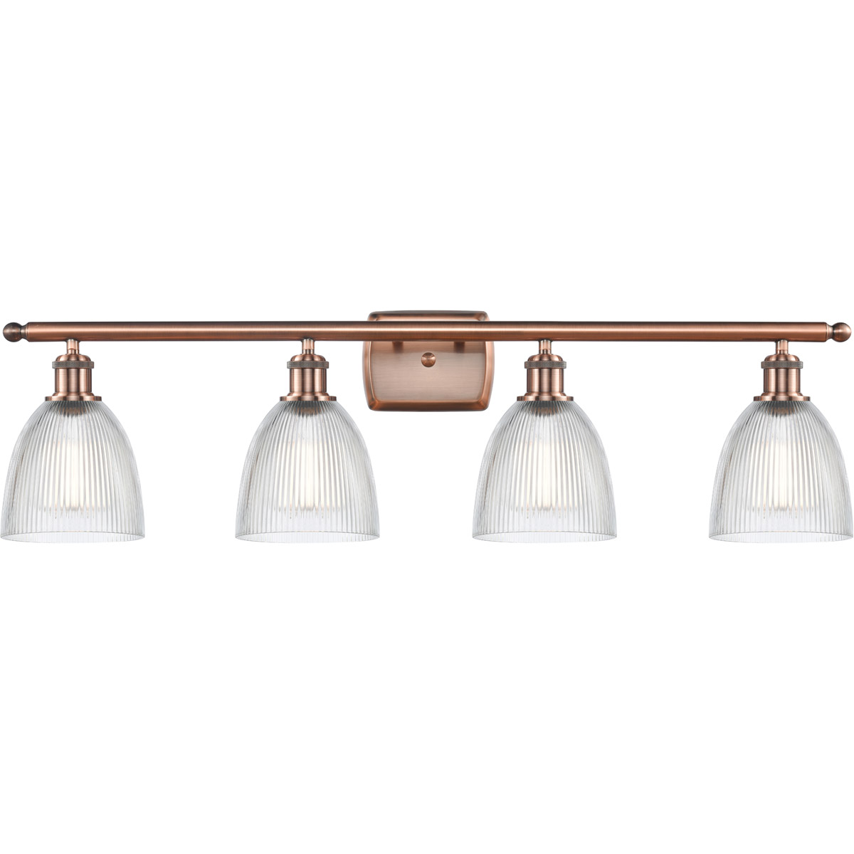 Innovations Lighting 516-4W-AC-G382-LED Ballston Castile LED 36 inch Antique Copper Bath Vanity Light Wall Light in Clear Glass, Ballston