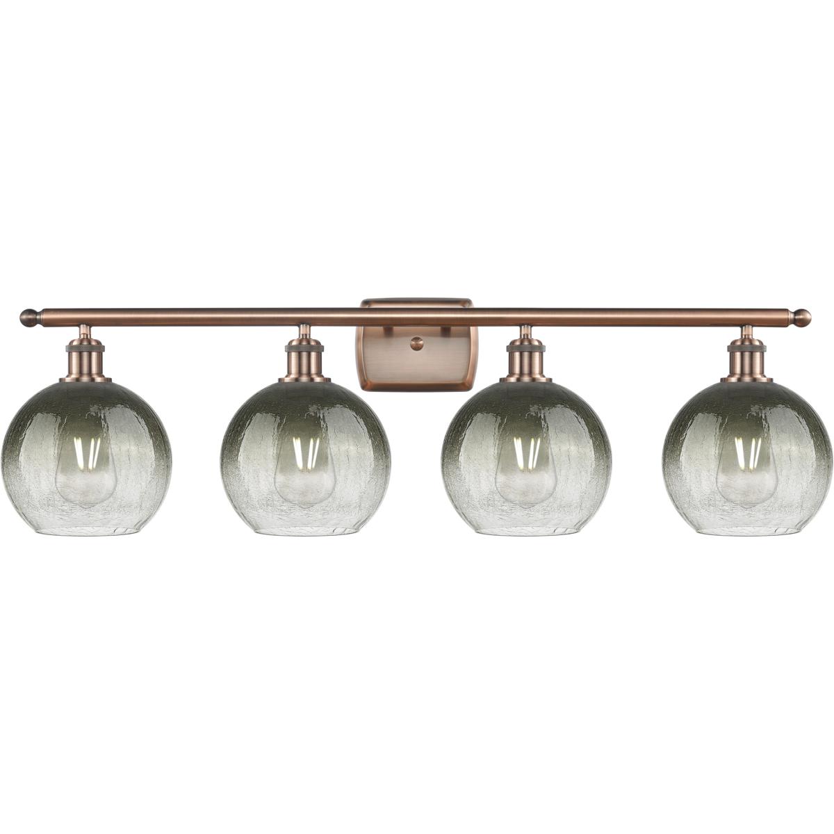 Innovations Lighting 516-4W-AC-G483-8SL Ballston Brookhaven Globe 4 Light 38 inch Antique Copper Bath Vanity Light Wall Light in Slate Glass