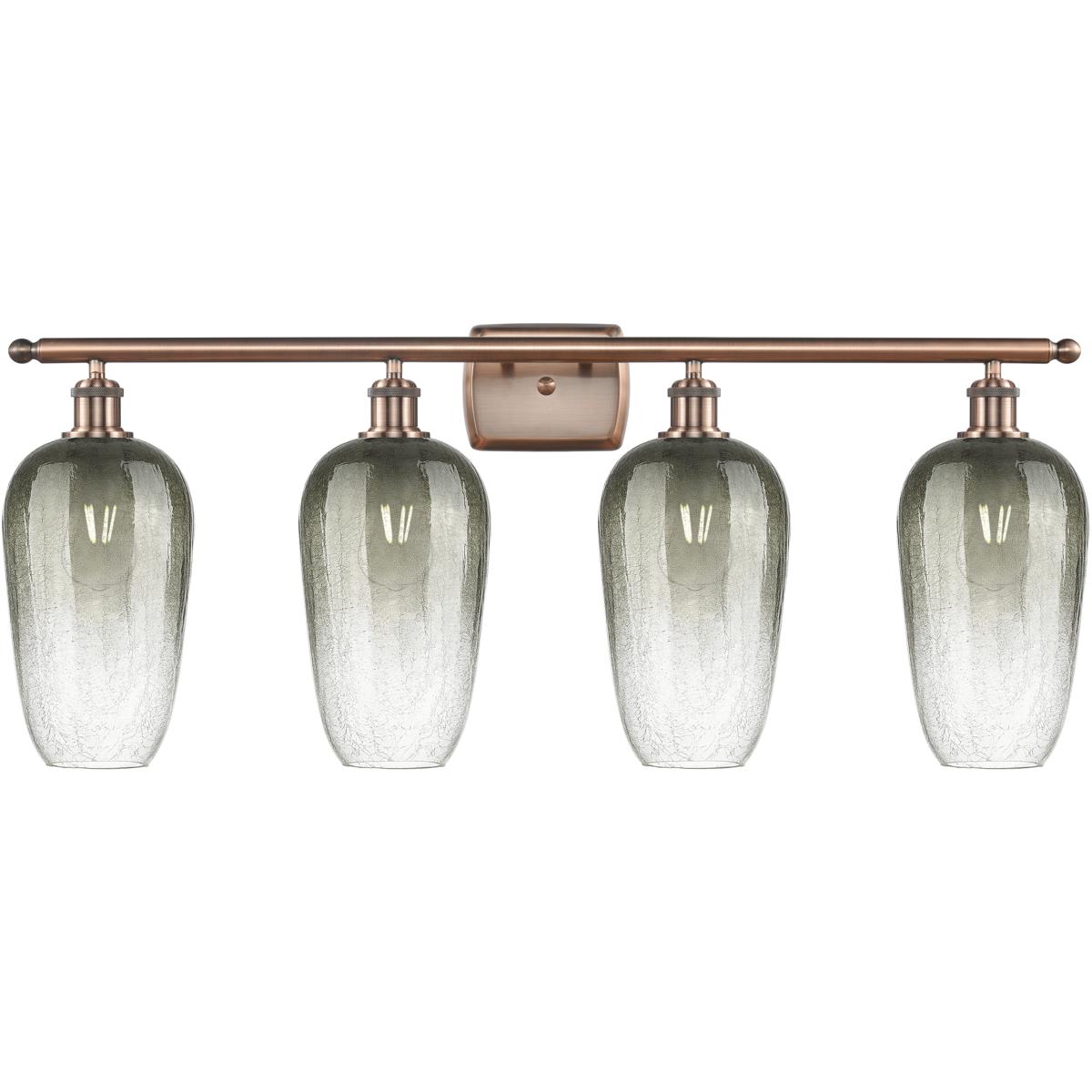 Innovations Lighting 516-4W-AC-G484-7SL Ballston Brookhaven Flute 4 Light 37 inch Antique Copper Bath Vanity Light Wall Light in Slate Glass