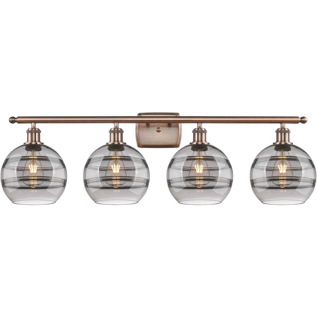 Innovations Lighting 516-4W-AC-G556-8SM Ballston Rochester 4 Light 38 inch Antique Copper Bath Vanity Light Wall Light