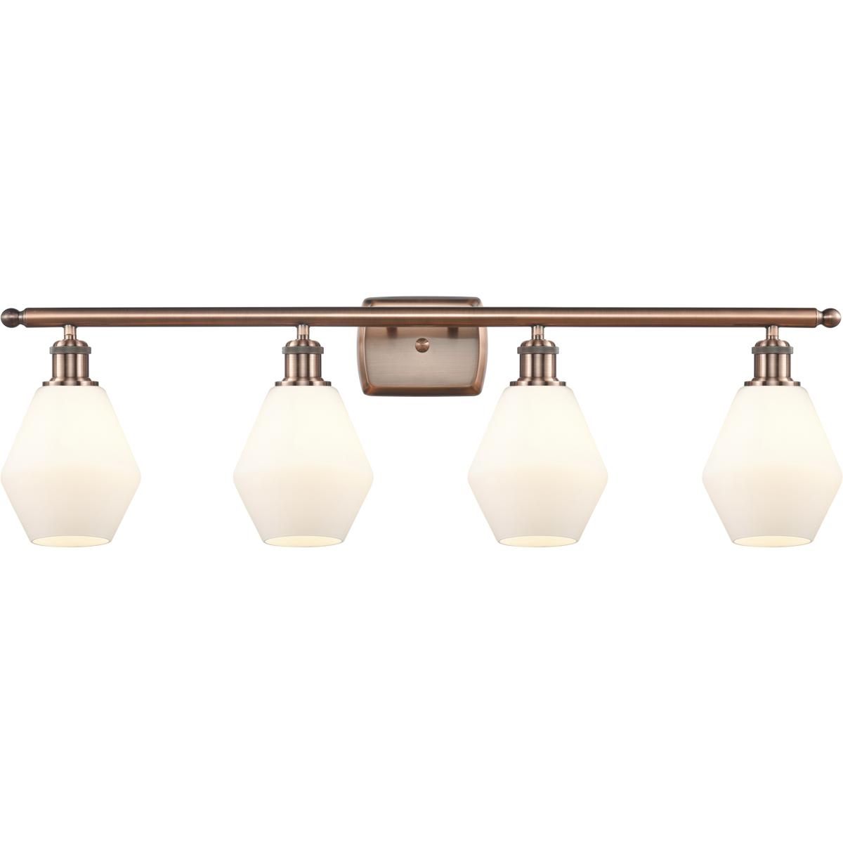 Innovations Lighting 516-4W-AC-G651-6 Ballston Cindyrella 4 Light 36 inch Antique Copper Bath Vanity Light Wall Light in Incandescent, Matte White Gla