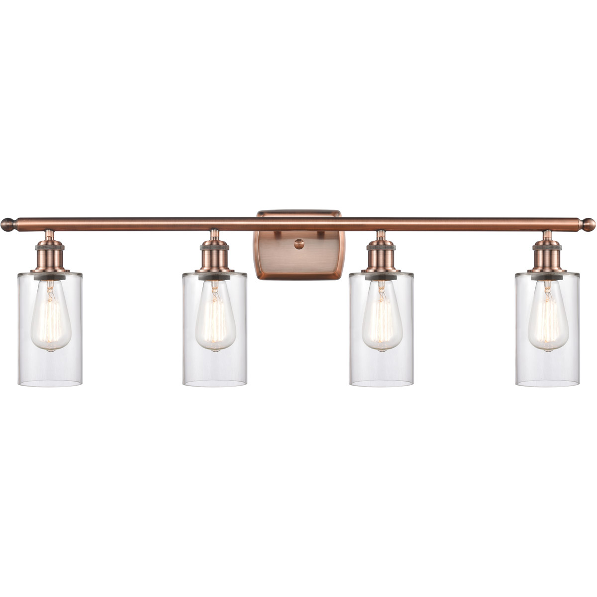 Innovations Lighting 516-4W-AC-G802-LED Ballston Clymer LED 36 inch Antique Copper Bath Vanity Light Wall Light in Clear Glass, Ballston