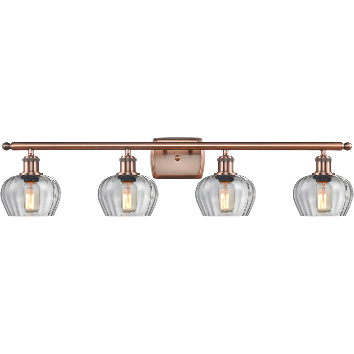 Innovations Lighting 516-4W-AC-G92-LED Ballston Fenton LED 36 inch Antique Copper Bath Vanity Light Wall Light in Clear Glass, Ballston