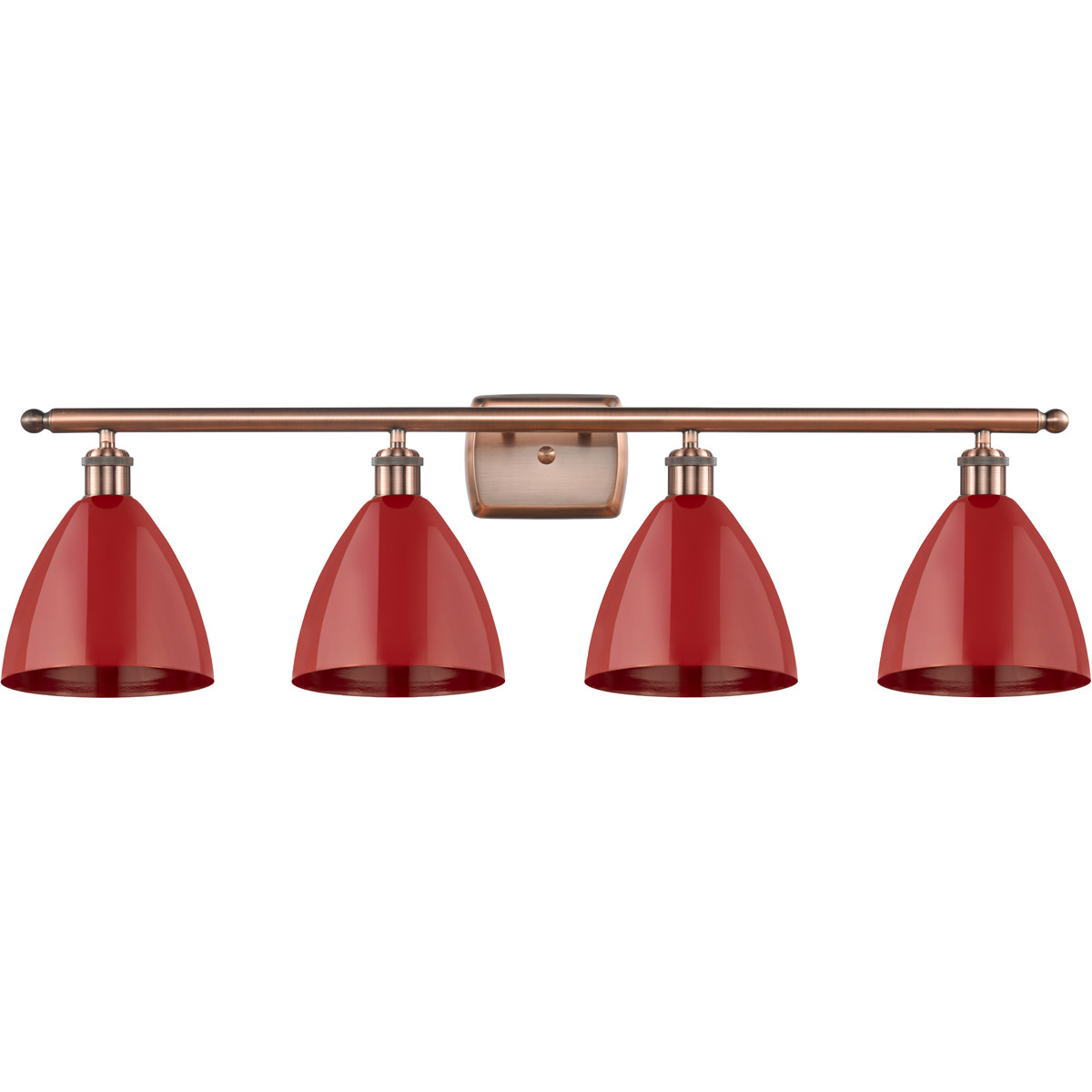 Innovations Lighting 516-4W-AC-MBD-75-RD Ballston Plymouth Dome 4 Light 38 inch Antique Copper Bath Vanity Light Wall Light in Matte Red