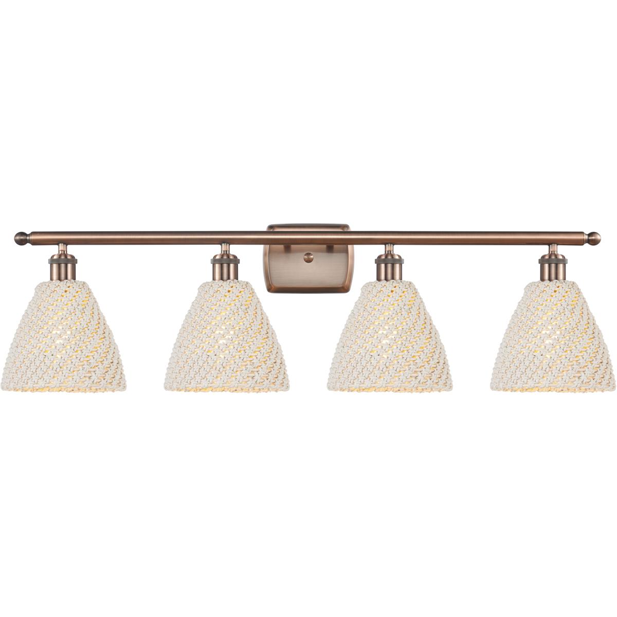 Innovations Lighting 516-4W-AC-NBD-75-NAT Ballston Bristol Natural 4 Light 37.5 inch Antique Copper Bath Vanity Light Wall Light