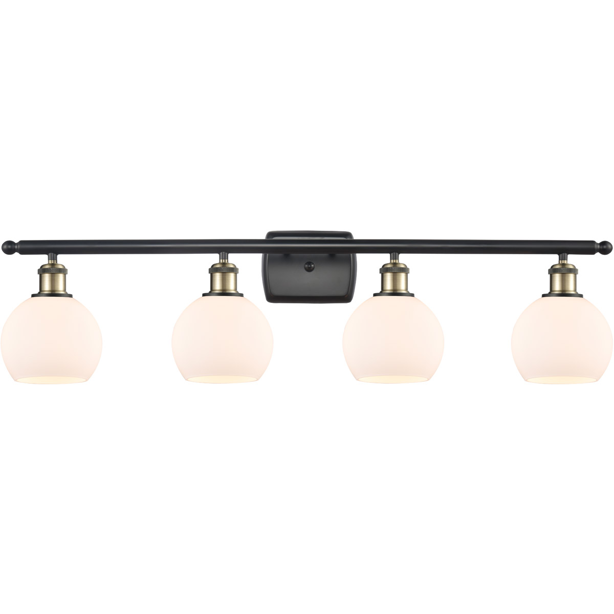 Innovations Lighting 516-4W-BAB-G121-6 Ballston Athens 4 Light 36 inch Black Antique Brass Bath Vanity Light Wall Light in Matte White Glass