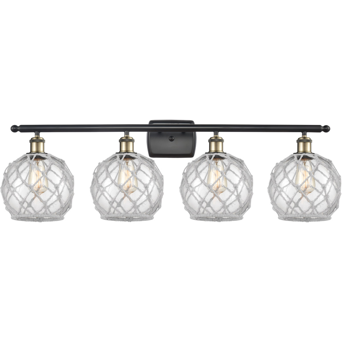 Innovations Lighting 516-4W-BAB-G122-8RW-LED Ballston Farmhouse Rope LED 36 inch Black Antique Brass Bath Vanity Light Wall Light in Clear Glass with