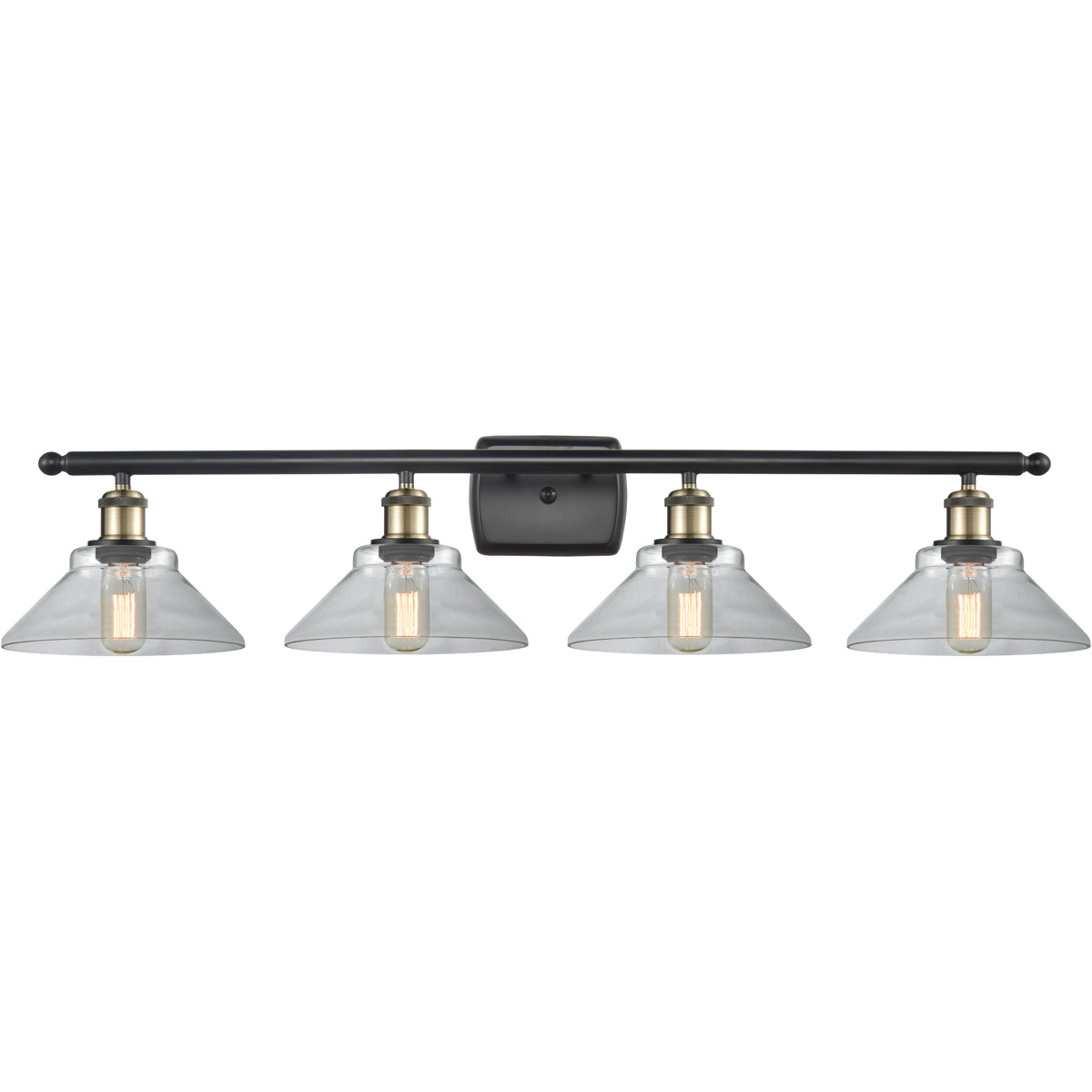 Innovations Lighting 516-4W-BAB-G132-LED Ballston Orwell LED 36 inch Black Antique Brass Bath Vanity Light Wall Light in Clear Glass, Ballston